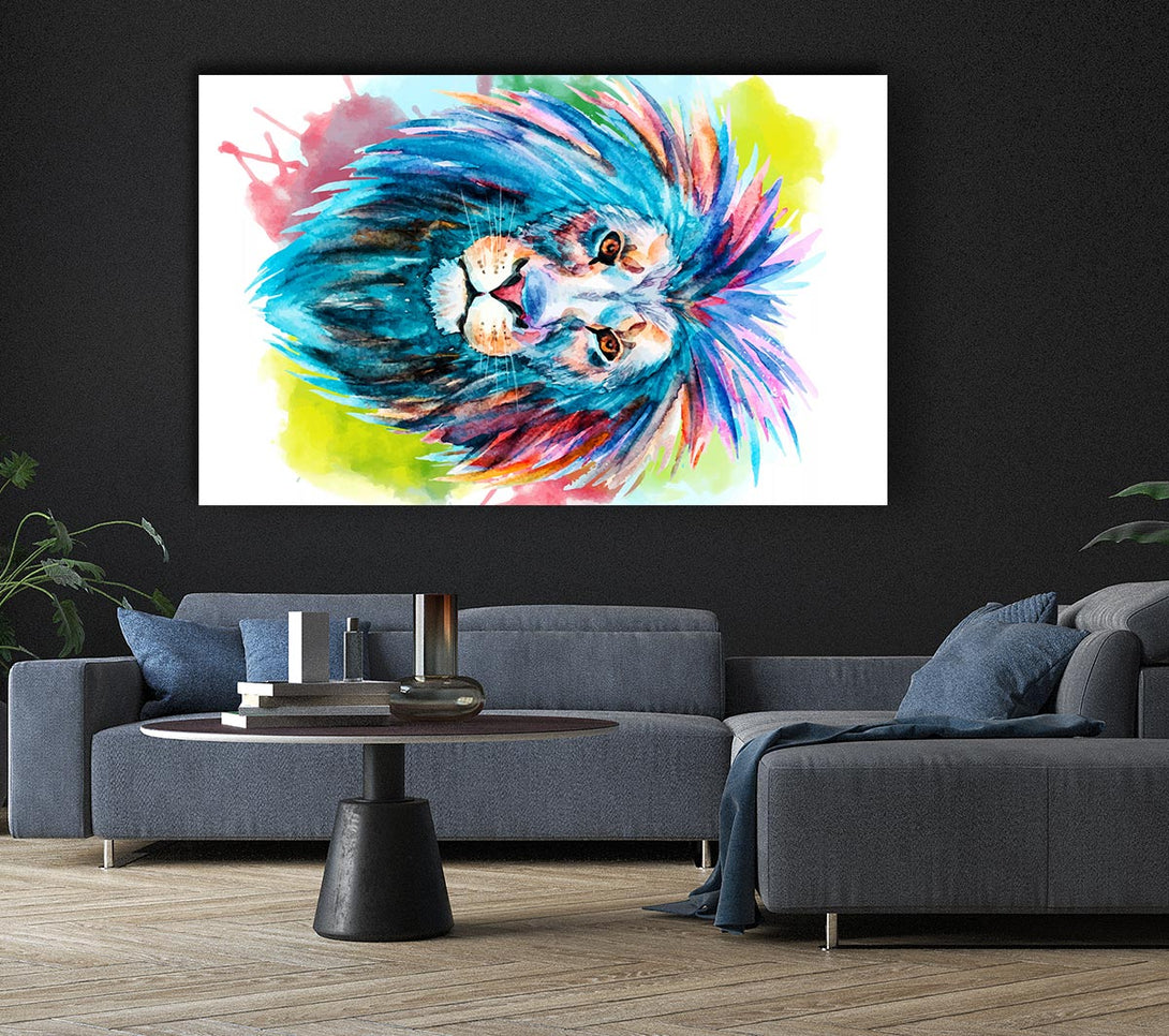 Picture of Blue Mained Lion Canvas Print Wall Art