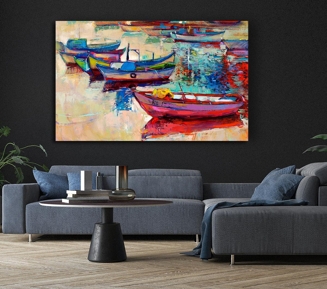 Picture of Colourful Boats On The Water Canvas Print Wall Art