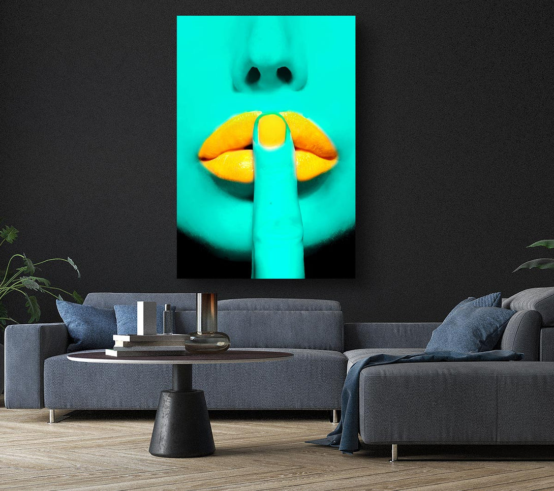 Picture of Sshhh Orange Lips Canvas Print Wall Art