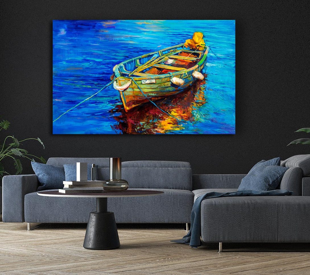 Picture of Rowing Boat Blues Canvas Print Wall Art