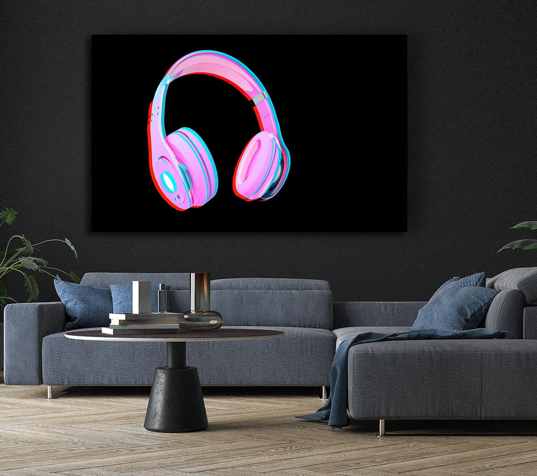 Picture of Funky Pink Headphones Canvas Print Wall Art