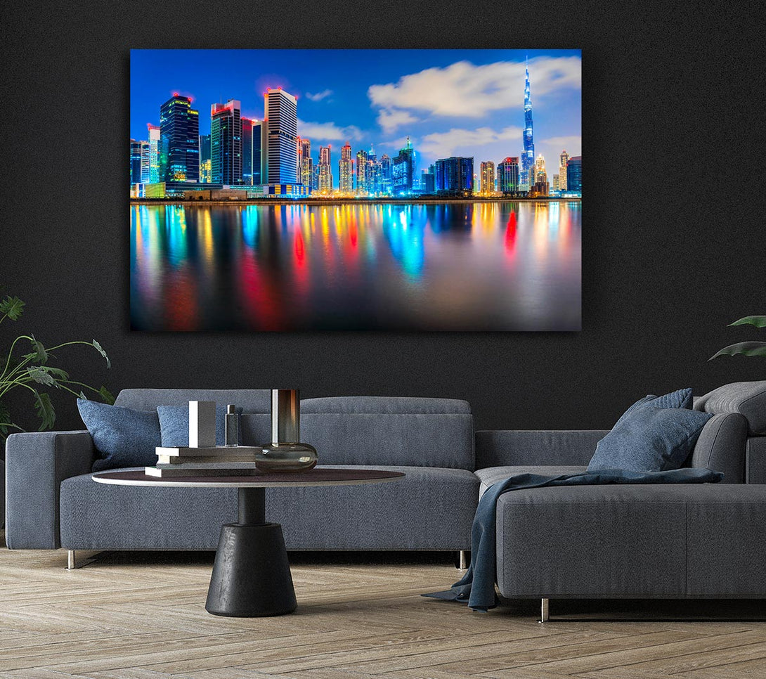 Picture of Colourful City At Night Canvas Print Wall Art