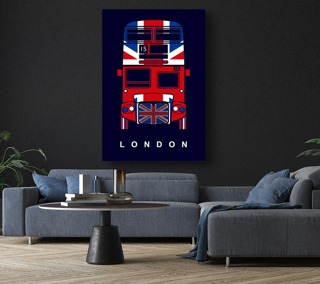 Picture of English Flag On A London Red Bus Canvas Print Wall Art