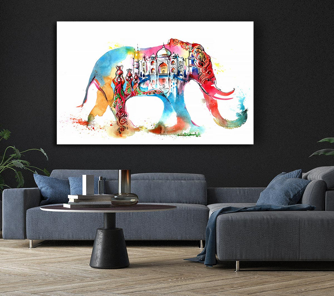 Picture of Rainbow Indian Elephant Canvas Print Wall Art