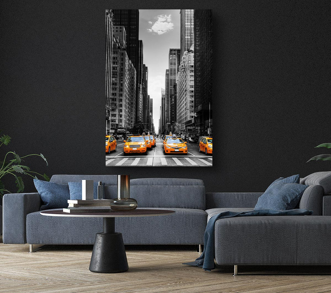 Picture of Yellow Cabs In New York 3 Canvas Print Wall Art