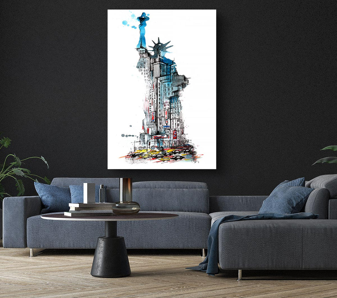 Picture of The Big Apple In The Statue Of Liberty Canvas Print Wall Art