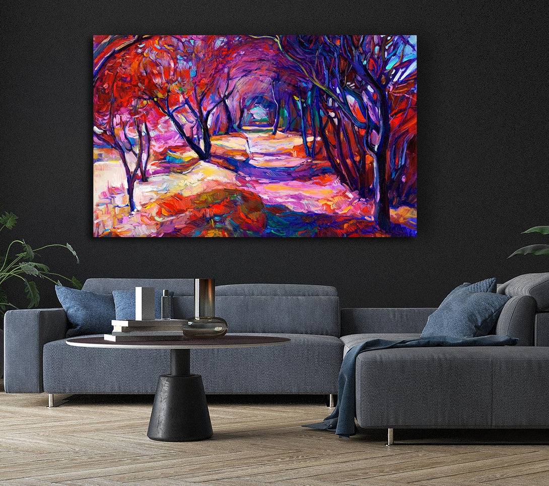 Picture of Red Forest Walk Canvas Print Wall Art