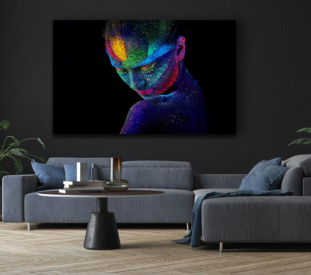 Picture of Splattered neon paint lady Canvas Print Wall Art