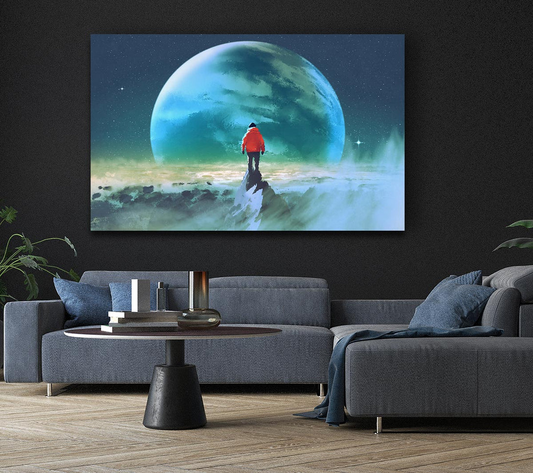 Picture of Staring At The Moon Watercolour Canvas Print Wall Art