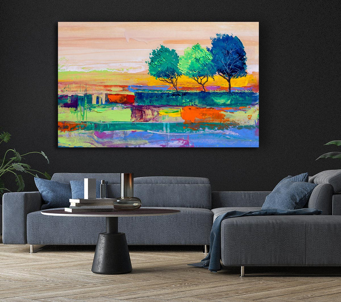 Picture of Three Trees In The Wind Canvas Print Wall Art