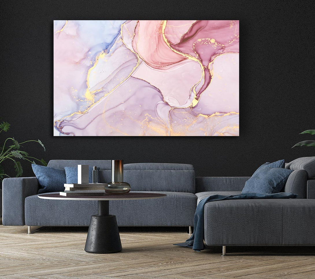 Picture of Oil Paint Lilac And Gold Canvas Print Wall Art