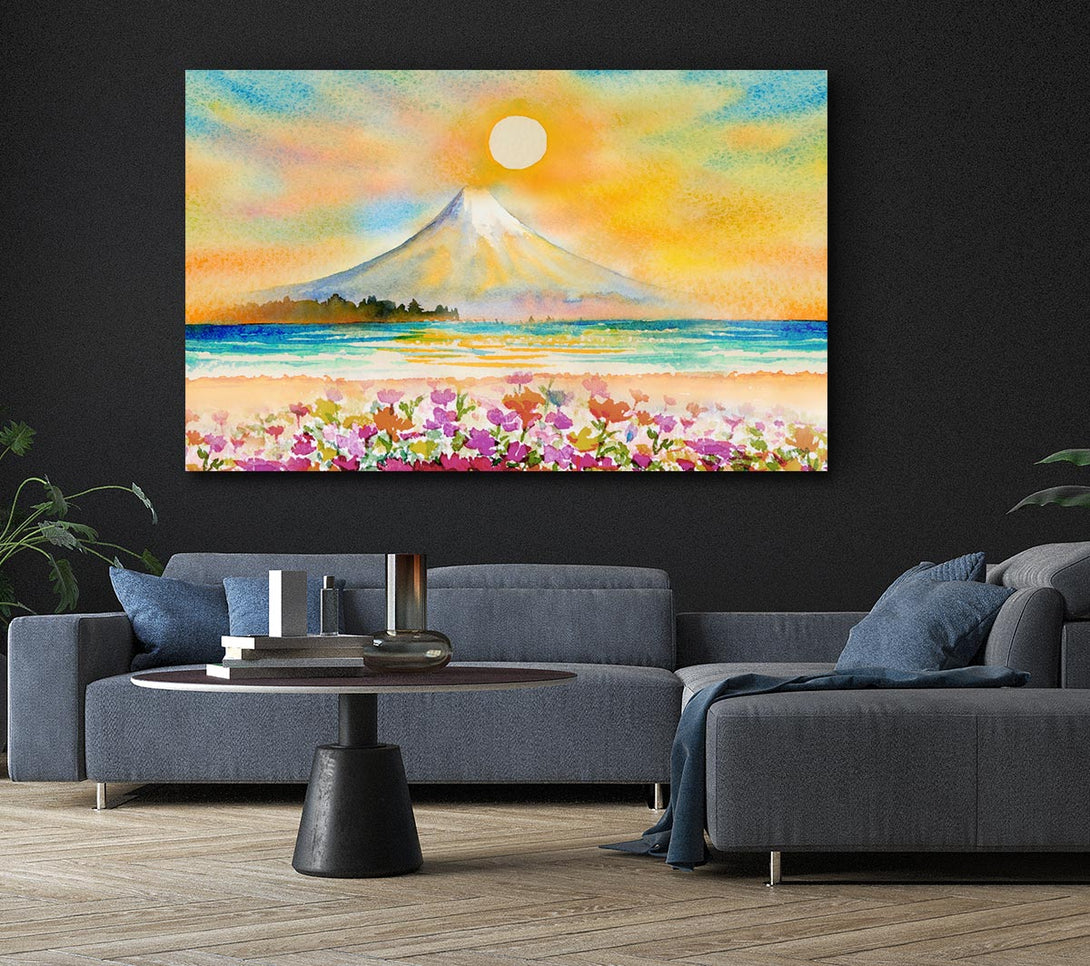 Picture of Sun Over The Volcano Canvas Print Wall Art