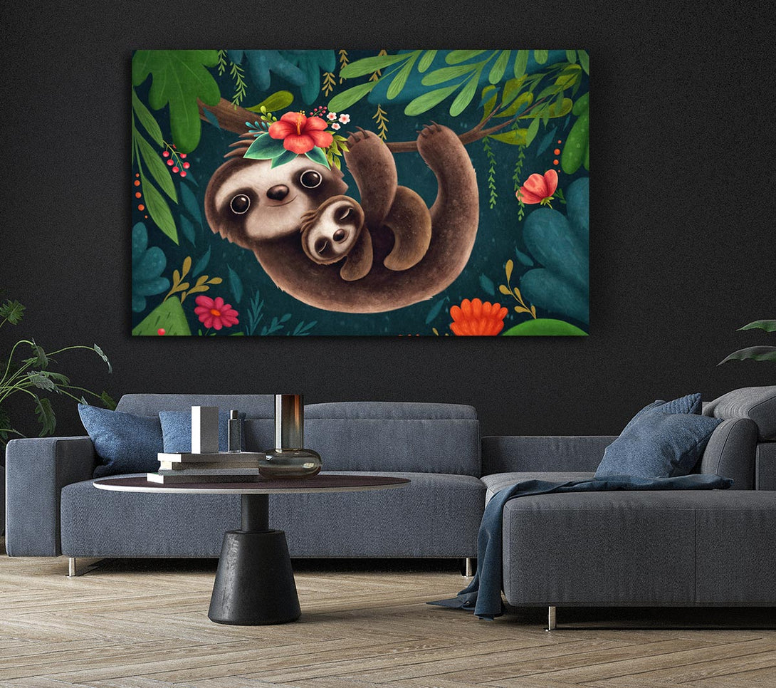 Picture of Sloth And Baby Canvas Print Wall Art