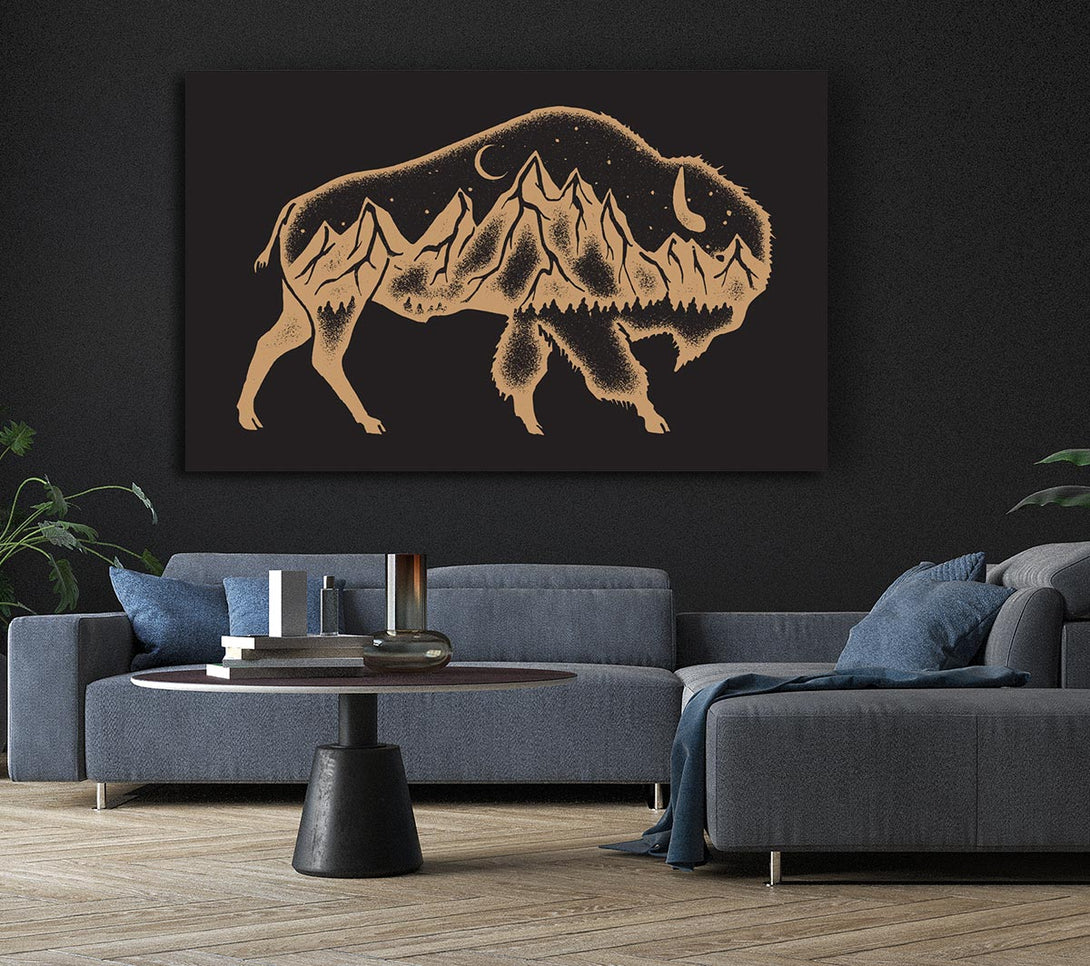 Picture of Night Bison Canvas Print Wall Art