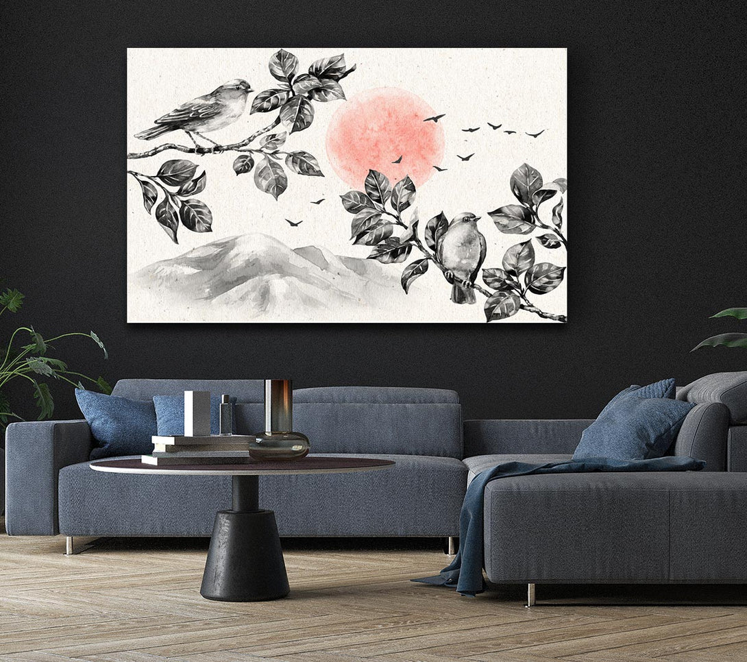 Picture of Branches Over The Japanese Sunet Canvas Print Wall Art