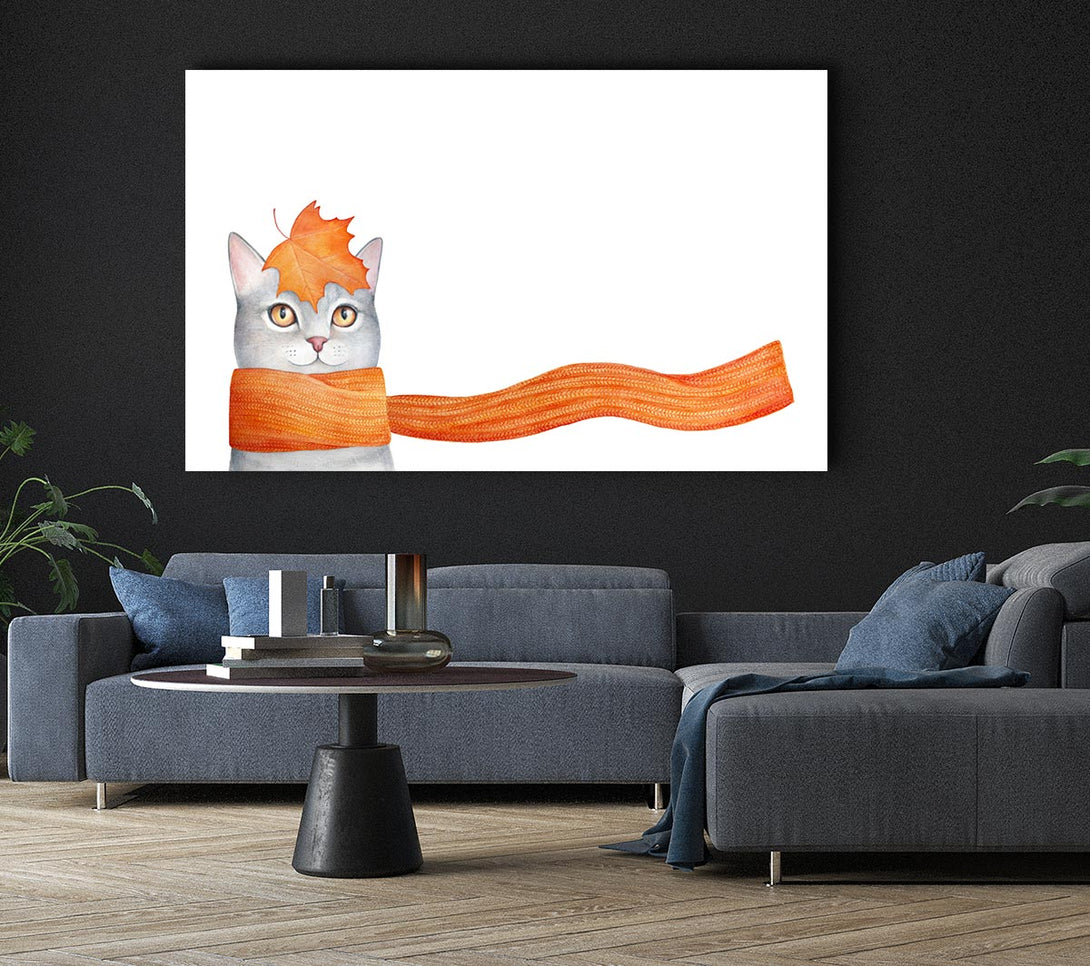 Picture of Cat With An Orange Scarf Canvas Print Wall Art