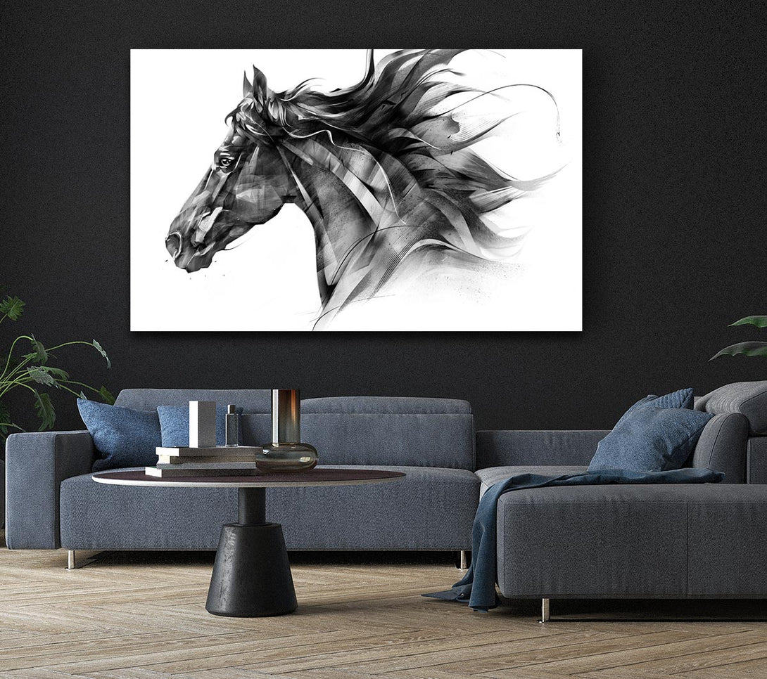 Picture of Horse Galloping Head Canvas Print Wall Art