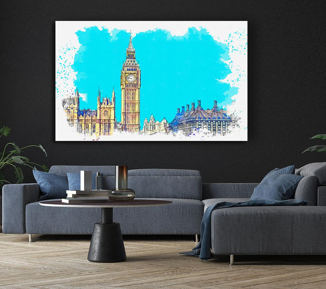 Picture of London Big Ben Splatter Canvas Print Wall Art