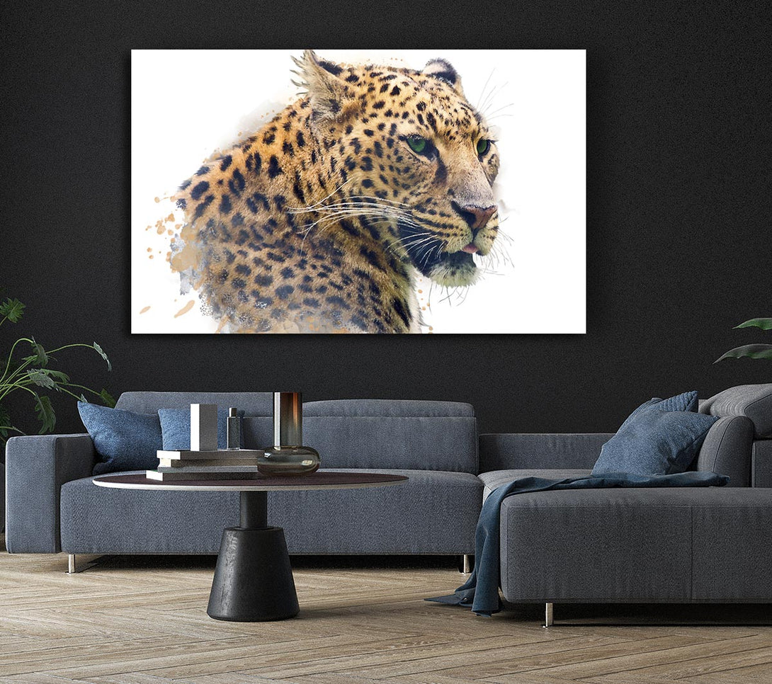 Picture of Watercolor Splash Leopard Canvas Print Wall Art