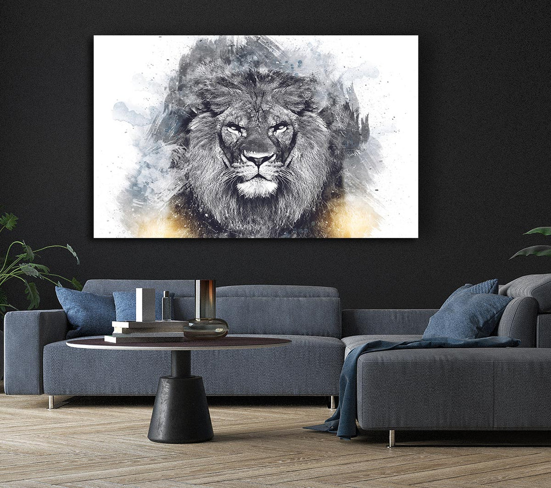 Picture of Lion Distortion Grunge Canvas Print Wall Art