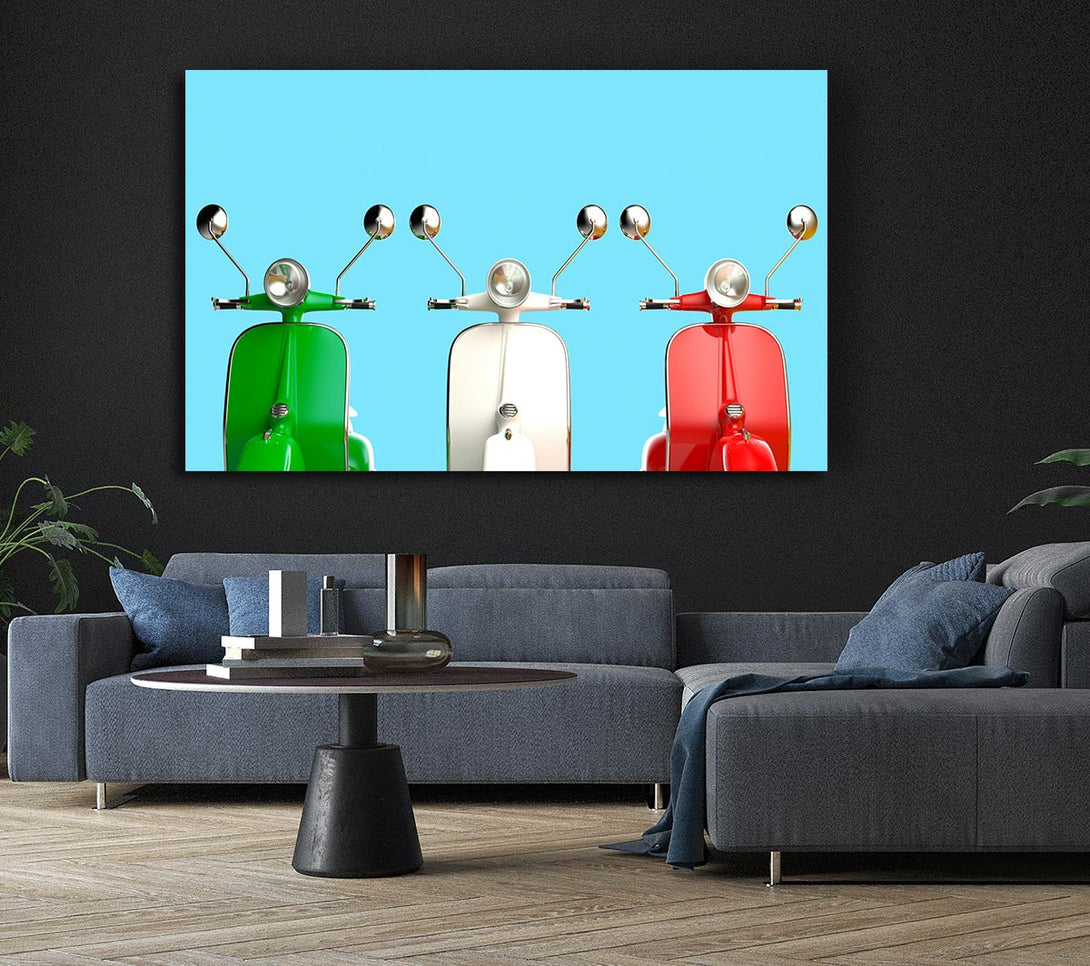 Picture of Three Vespas Italy Canvas Print Wall Art