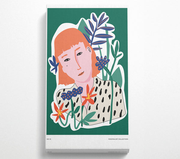 Red Head Woman Floral