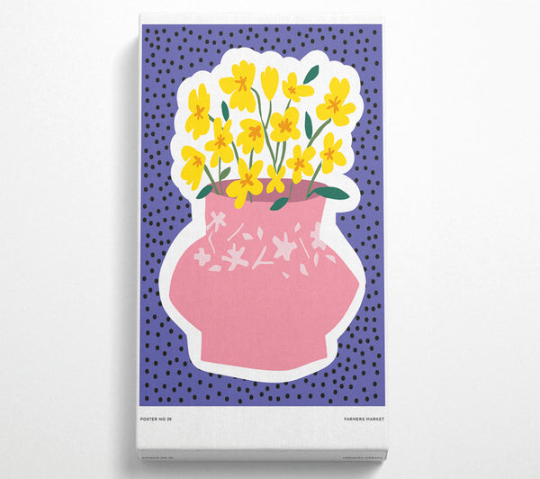 Pink Flower Vase Yellow Flowers