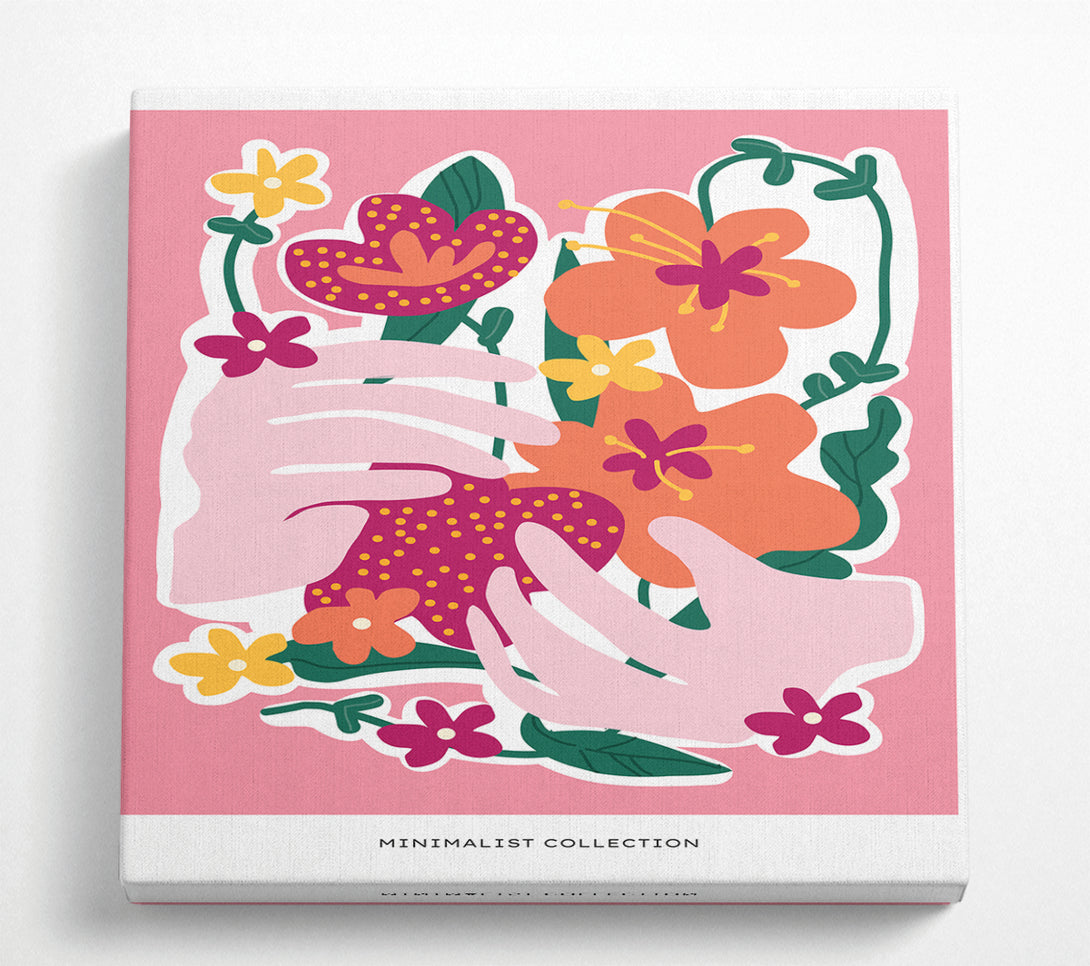 A Square Canvas Print Showing Hands Of Flowers Square Wall Art