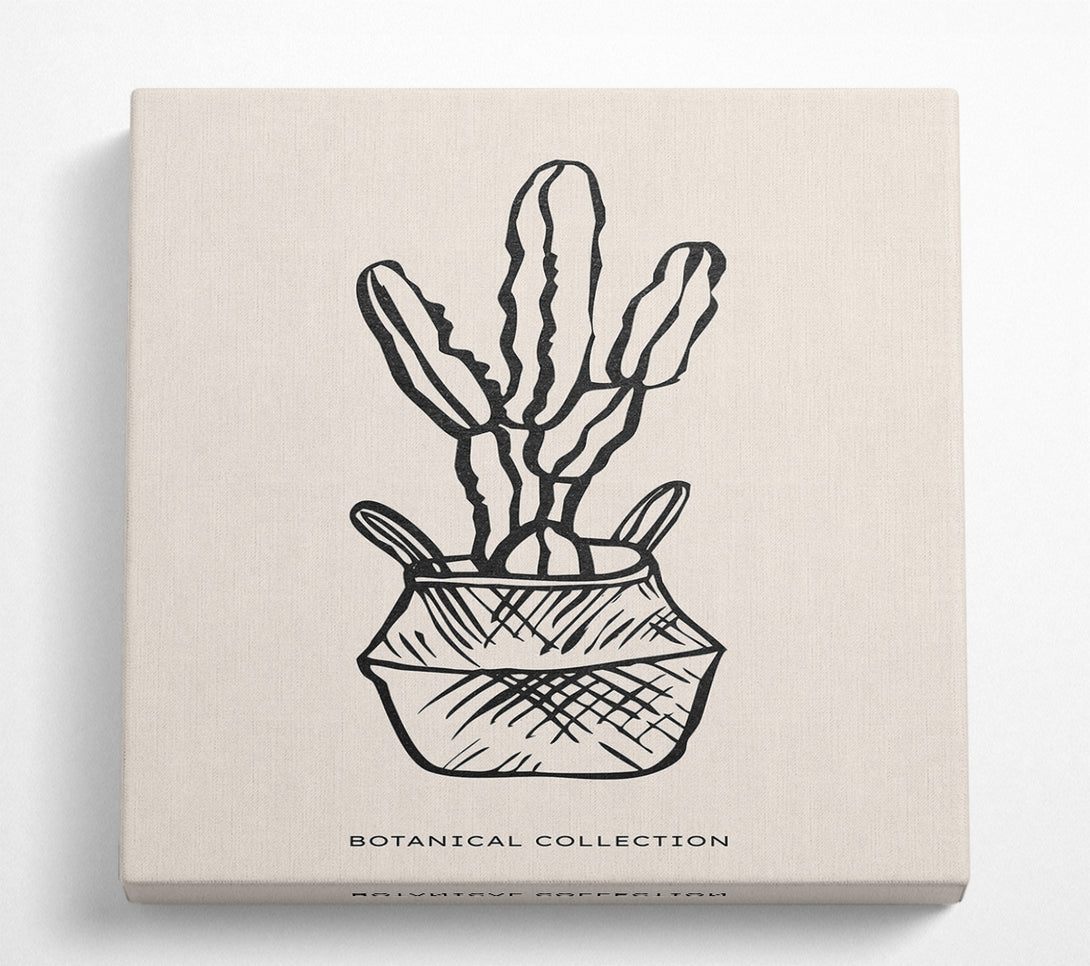 A Square Canvas Print Showing Cactus In A Pot Square Wall Art