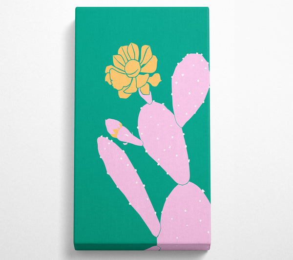 Pink Cactus With A Yellow Flower