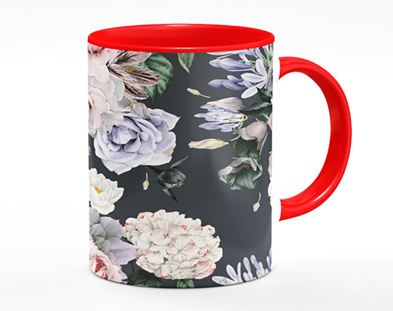 Flowers On Grey Mug