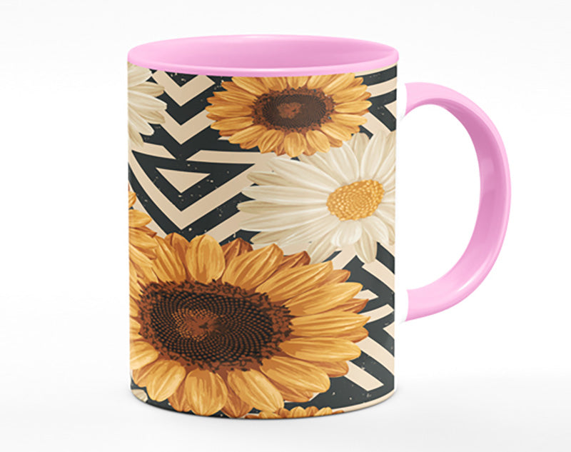 Summer Flowers On Abstract Mug