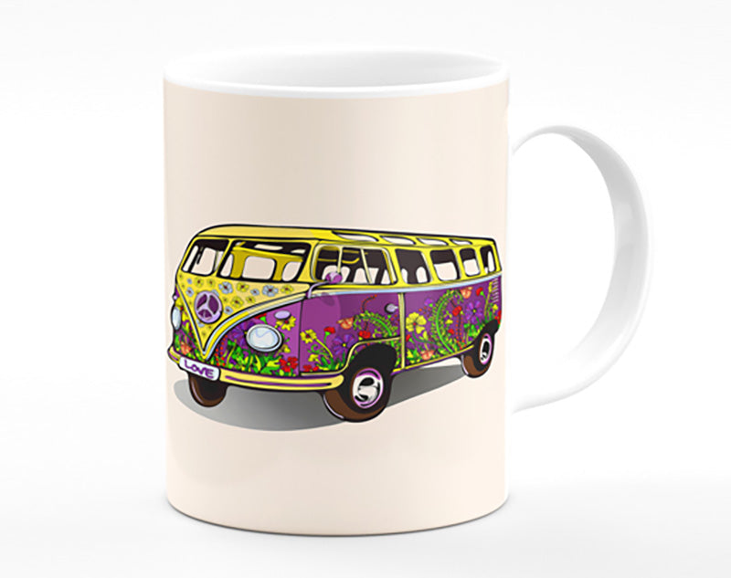 Flower Power VW Camper Van Mug