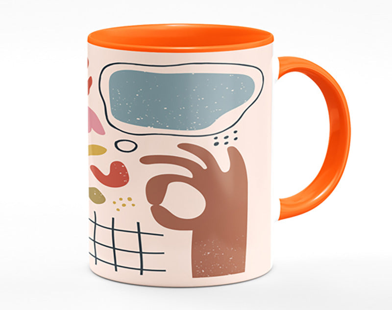 Mid Century Shapes And Faces Mug