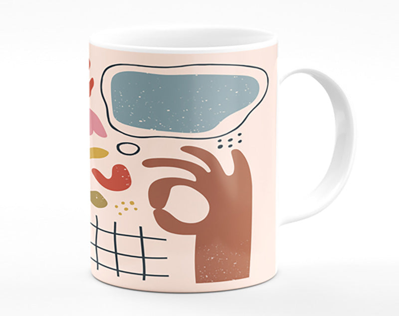 Mid Century Shapes And Faces Mug