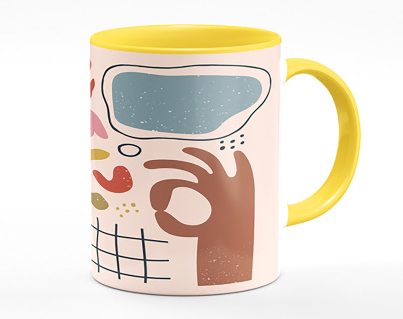 Mid Century Shapes And Faces Mug