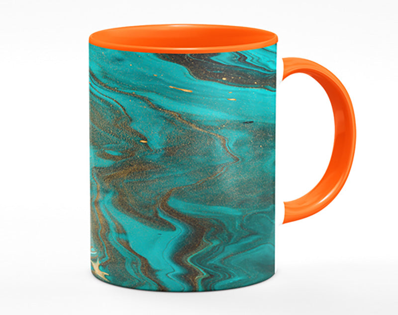 Turquoise And Teal Oil Flow Mug