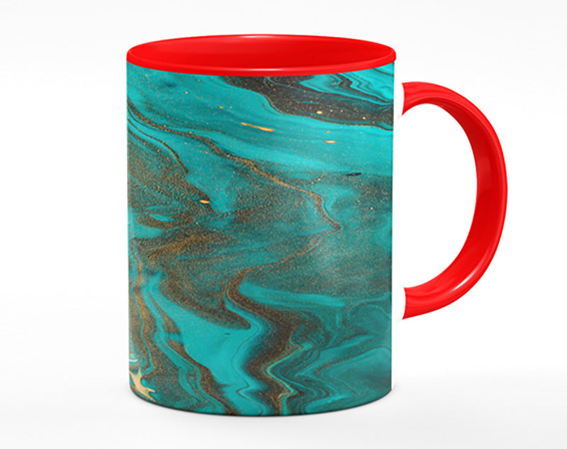 Turquoise And Teal Oil Flow Mug